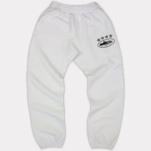 Corteiz 4Starz Alcatraz Sweatpants White Logo